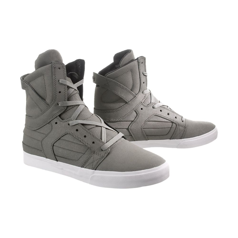 Baskets Montantes Supra SkyTop II Grise Grey/Waxed Canvas Homme | VYO-00948744